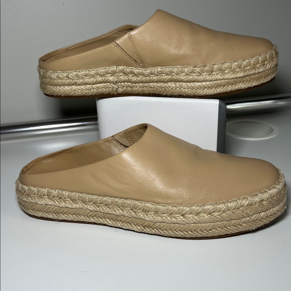 Vince Ulla Leather Slip-On Espadrille Mules Beige Women’s Size 8 - Picture 5 of 11
